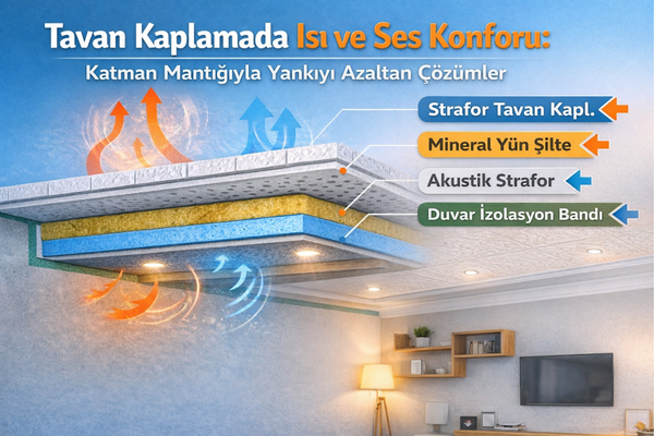 Read more about the article Tavan Kaplamada Isı ve Ses Konforu: Katman Mantığıyla Yankıyı Azaltan Çözümler